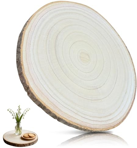 Euablfo discos de madera 30-35cm, discos de árbol con corteza, disco de madera decorativo, disco de árbol grande, tabla de madera redonda sin agujero para manualidades DIY