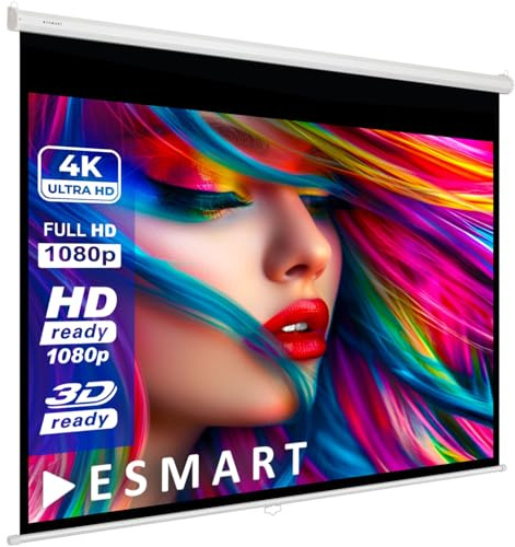 ESMART Economy EXR Rollo-Leinwand 135 cm Bild 120 x 90 cm (59) | Format 4:3 | Heimkino Beamer Projektionsleinwand Rollo Leinwand LCD LED