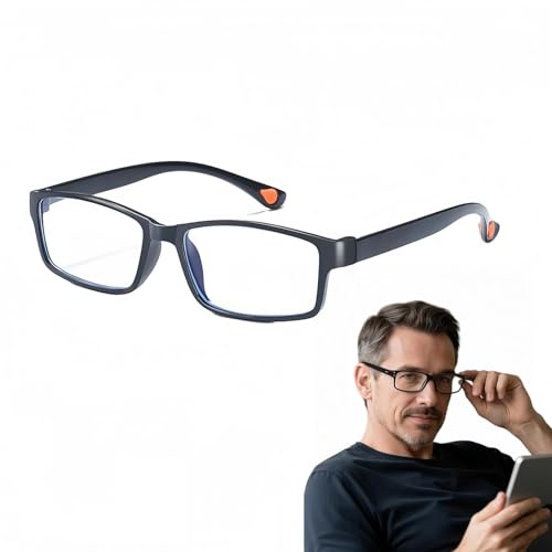 Reading Glasses +3.0 Strength,Black Frame Blue Light Blocking Glasses,Anti Blue Reading Glasses,Classic Everyday Use,Rectangular Frame Eye Glasses for Men & Women,Reading Glasses 3.0 Strength(300)