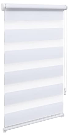 OBdeco Doppelrollo Duo Rollo Klemmfix ohne Bohren B55cm x H150cm(Stoffbreite 51 cm) Weiß für Fenster lichtdurchlässig und verdunkelnd