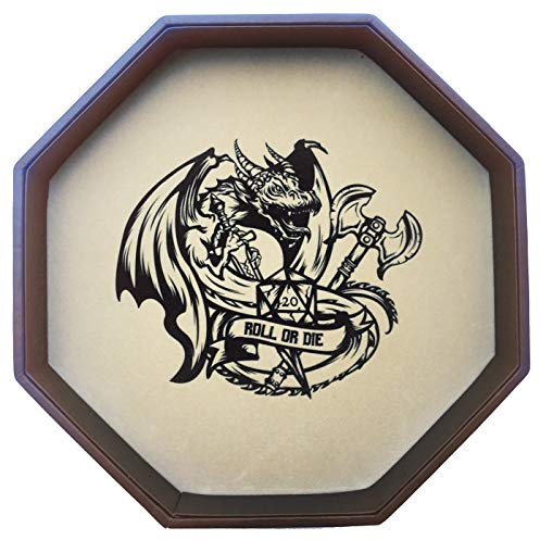 Fantasydice - ROLL OR DIE- Dice Tray - 11.5 Octagon - for Dice, Board Games, Tabletop RPGs Like D&D (DND) 3.5 and 5e, Call of Cthulhu, Pathfinder,Shadowrun and Other Roleplaying Games