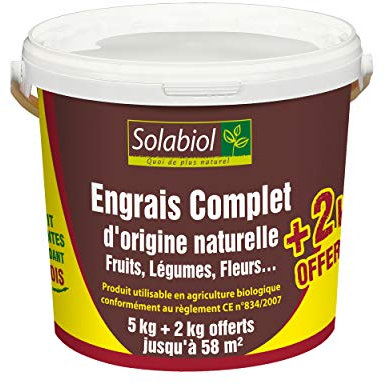 Solabiol SOCOMP5P Engrais Complet 5 Kg + 2 Kg Offerts | Double Action : Effet « Starter » et Durable