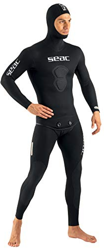 SEAC Herren Black Shark 5mm Sub und Apnoe Neoprenanzug 5 mm, 2 Stück, innen gespalten, Schwarz, XXL