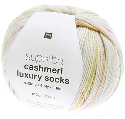 Pelote de Laine à Chaussettes Superba Cashmeri Luxury Socks 4 fils - 100g - Rico Design : Douceur et Luxe pour Vos Pieds