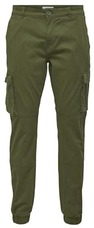 Only & Sons Pantalones Cargo Hombre ONSCAM Cónico Cargo Pantalones, Noche de Oliva, 33W / 32L