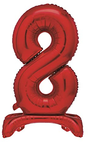 Unique Red Standing Number 8 Foil Balloon 30, Packaged