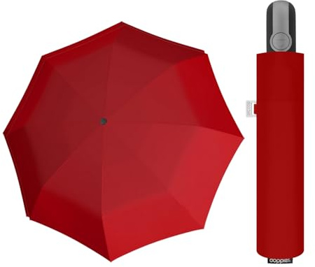 Doppler Protect Duo Regenschirm in Rot I Stabiler Taschenschirm I Auf- / Zu-Automatik I Leicht zu Öffnen & zu Schließen I Carbonsteel-Technik I Robust & sicher bei Regen & Wind