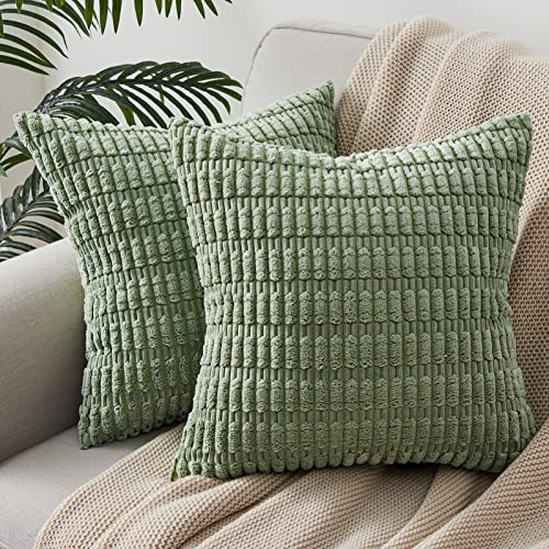 Topfinel Kissenbezug 40x40 grün 2er Set Kordsamt Boho Kissenbezüge Kissenhülle Dekokissen Sofakissen Couchkissen Zierkissenbezug Modern Deko Kissenhüllen Wohnzimmer