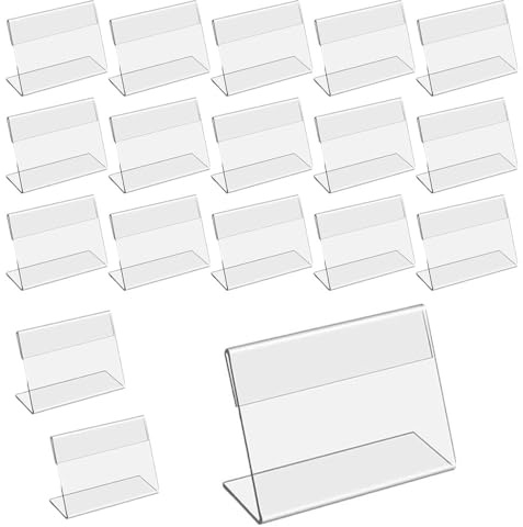 40 pièces Vertical Exposants Acrylique Transparent, Porte-étiquette prix Supports en Forme de L pour afficher les Prix, Bureaux, Magasins Alimentaires, Boulangeries (6 x