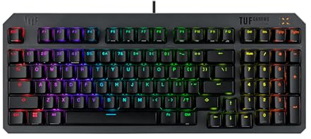 ASUS TUF Gaming K3 Gen II Wired USB Gaming Keyboard – 97-Key Compact Layout, Optical-Mechanical Red (Linear) Switches, PBT Keycaps, Detachable Top Plate, IP57 Waterproofing, PC/Mac Support - Black
