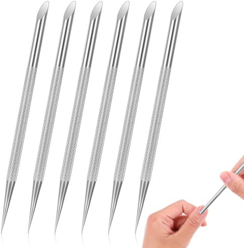 Profi Nagelhautschieber Set - 6 Stück 2-in-1 Metallspatel Cuticle Pusher für Maniküre und Pediküre, Nagelreiniger und Nagelhautentferner
