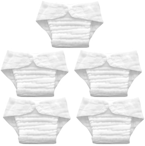 Beavorty Pannolino di Stoffa Riutilizzabile per Ragazzo Ragazza in Cotone Bianco, 5 Pezzi, Assorbente e Traspirante, Facile da Pulire, per Uso Quotidiano e Durante Sonno