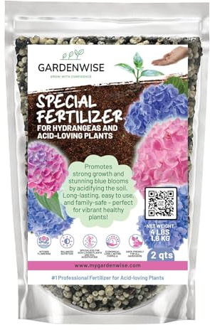 GARDENWISE Slow Release Hydrangea Fertilizer with Iron & Sulfur – Indoor & Outdoor Soil Acidifier for Miracle Growth (2 qt)