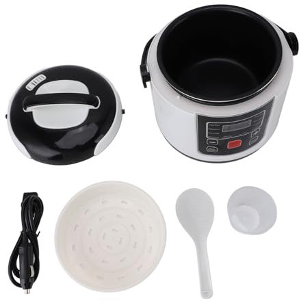 Mini Rispisning, Non Stick Portabl Risrobot Personlig Rispokare, 24 Timmar Lång Bokning Bil Rispokare, med Inre Pott ångkorg för Resor 12v