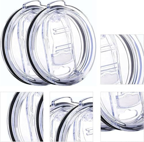 2 Pcs Clear Skinny Tumbler Lids, for Replacement Stainless Steel Lid, Cup Mouth Compatible With, and More Glass Tumbler Cups Cap, Spill Proof Splash Resistant Sliding Covers, Travel Cup 20 Oz