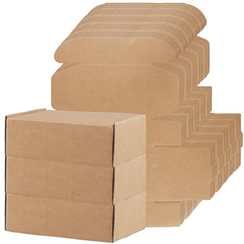 PINGEUI 30-pack korrugerad kartong, fraktlådor, 15 x 10 x 5 cm små portolådor, bruna små paketlådor för företag, postning, lagring eller present