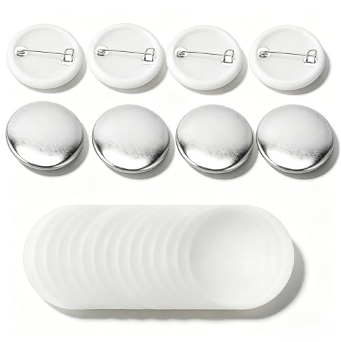 100 Imposta pulsante vuoto, i coperchi di metallo dei pantaloni in plastica del badge rotondo delle parti del pulsante per il motoscaiolo Machine Macchina fai da te (32MM)