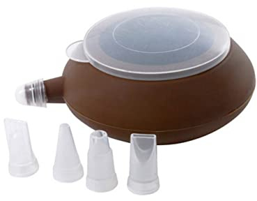 Tea Pot Style Silicone Decorating Pen with 4 Nozzles Coffee