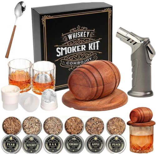 Kit per Affumicare in Botte di Legno, Affumicatore per Whisky e Cocktail, Kit per Affumicare in Stile Antico, Infusore per Affumicatore, Regalo Perfetto per Bar di Casa per Uomini, Papà, Mariti