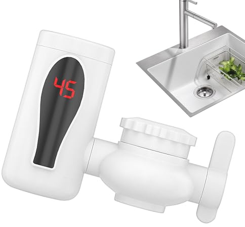 Ylnailky Grifo De Agua Caliente Instantánea - Grifo Calentador de Agua, Giratorio Con Pantalla Digital LED Dos Modos De Alta Eficiencia Para Lavabo Baño Cocina Pequeños Espacios Actividades