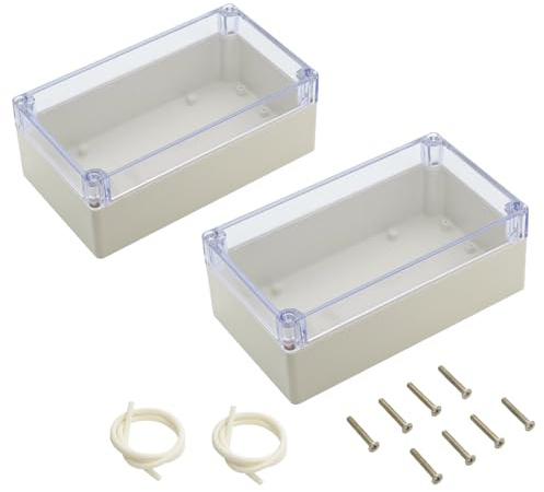 2 styck fördelningsdosa, elektroniklåda, vattentät IP65 tom låda, plastlåda med klart lock, elektronisk fördelningsdosa, projektlåda, anslutningsdosa - 158 x 90 x 60 mm