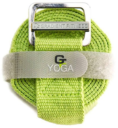Gradient Fitness Yoga-Gurt, reibungsfreie Easy-Feed-Schnalle, superweiches Baumwoll-/Polyester-Mischgewebe, kostenloser eGuide. (Grün, 8 Fuß)