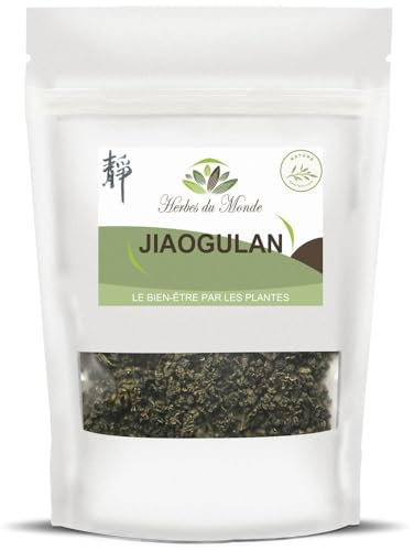 Herbes du Monde - Thé Jiaogulan Feuilles séchées - Tisane de l’immortalité -100% de Gynostemma pentaphyllum, tonifiant efficace et puissant antioxydant naturel - 1 sachet de 80g