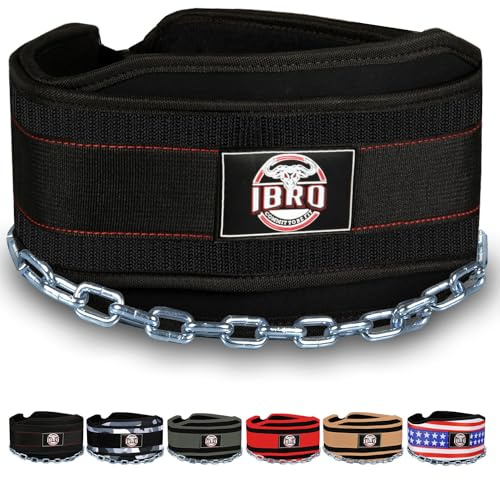 IBRO Advanced Fitness Dipping Belt with heavy Duty Long Steel Chain | Weighted Dips, Pullups, Bodybuilding, Weight Lifting | Neoprene Waist Support | for Men and Women