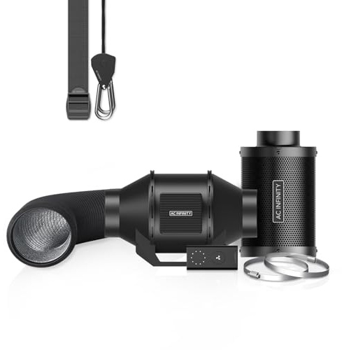 AC Infinity Luftfilter-Set 100 mm – CLOUDLINE LITE Abluftventilator mit Aktivkohlefilter für Growzelte, Hydrokulturen und Indoor-Gärten