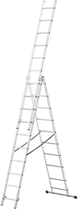 Drabest Basic Home Échelle en Aluminium 3 Éléments – Escabeau 3x6 Marches – Escabeau en Aluminium Léger – Échelle Pliable pour la Maison – Capacité 150 Kg – 46x165x13cm