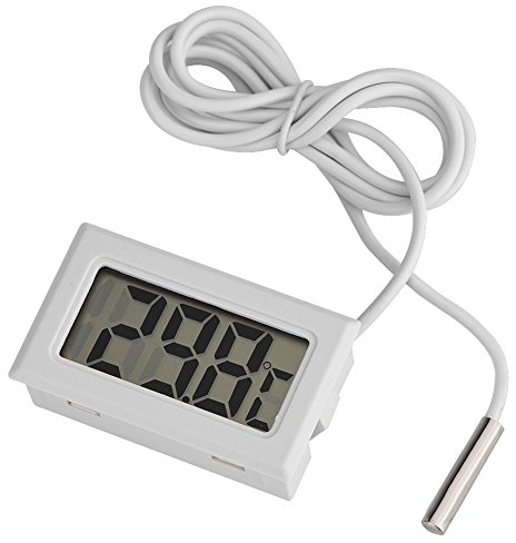 Fdit Thermomètre LCD Numérique, Mini Affichage LCD Capteur de Sonde de Température Numérique Thermomètre LCD Numérique avec Capteur de 1,5 M pour Réfrigérateur-congélateur Réfrigérateur Aquarium