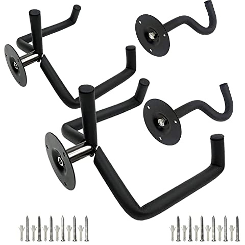 WANLIAN Guitar Wall Mount Hanger Horizontal,Electric Guitar Wall Mount Display Ukulele Slatwall Hawaiian Guitar Holder Bass Stand Rack Hook with Screws,2 Pack, Black