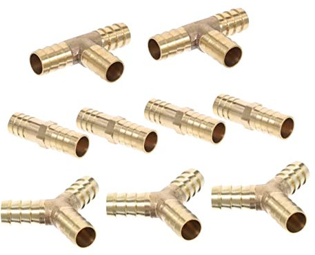 TEHAUX Schlauchverbinder Gerade Aus Messing Kupplung Und Y-förmigen Schlauchadaptern Crimpverschraubung Für Luftschlaucharmaturen Einfache Installation Ohne Lötmittel