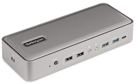 StarTech.com Dual-Laptop USB-C KVM Docking Station, Dual-Monitor 4K 60Hz DisplayPort Dock, 5x USB Hub, GbE, 90W/45W Power Delivery to Two Laptops, Windows/macOS, 2-Host KVM Dock (129UE-USBC-KVM-DOCK)