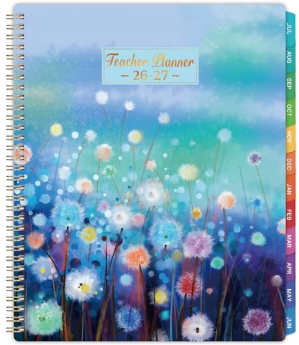 Teacher Planner 2026-2027 - Planner 2026-2027, Teacher Lesson Planner from July 2026 to June 2027, 11 x 8.3, Weekly & Monthly Lesson Plan Book for Teachers - Blue Floral