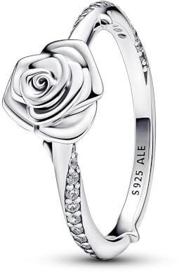 Pandora Moments Bague Rose en argent sterling avec zircones cubiques transparentes, taille 48