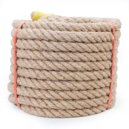 Meidansini 14mm Jute Rope, 32.8 Feet Natural Hemp Rope Strong and Thick Rope, Twisted Manila Rope Jute Twine for for Crafts, Porch Swing Rope, Hemp Rope for Decor, Railing, Docks, Landscaping