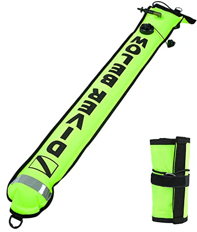 Leapiture Boya marcadora de Buceo Boya de Seguridad Bandera de Buceo Boya de Buceo Salchicha de Seguridad para Buceo Neumático de Metal Papel Negro Madera Plástico Rocas Tela (Verde)