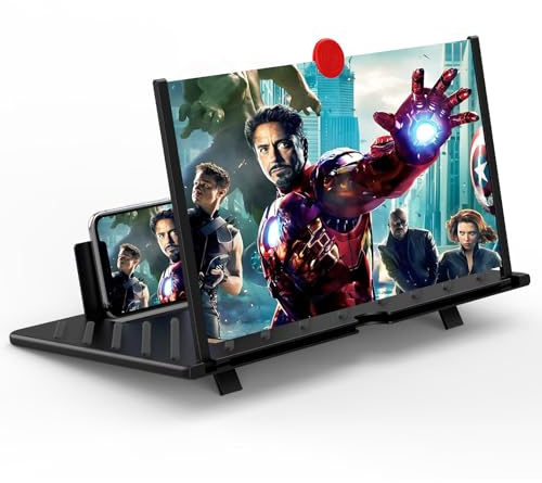 20 Screen Magnifier for Cell Phone -3D Magnifying Projector Screen Enlarger Expander for Movies, Videos, and Gaming – Foldable Phone Stand with Screen Amplifier – Compatible with All Smartphones