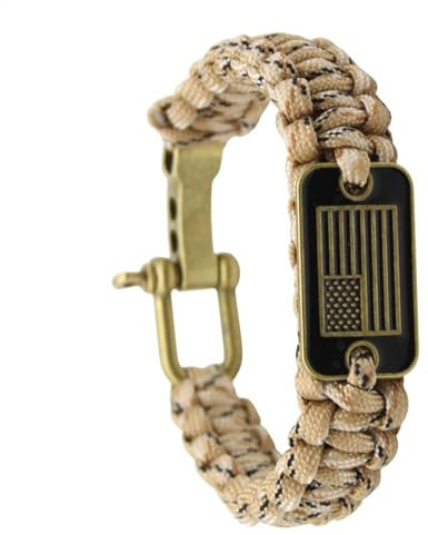 Bracelets en paracorde 550 avec emblème de l' américain en bronze, bracelet à manille réglable pour homme, bracelet de respect des vétérans, accessoire personnalisé pour homme, Refer to