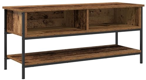 vidaXL Mueble para TV de Madera reciclada 100 x 35 x 45 cm, con Acero Estampado. Almacenamiento Resistente para Tus Medios, Ideal para la Sala de Estar y la Oficina. Soporte Rectangular, con Estante