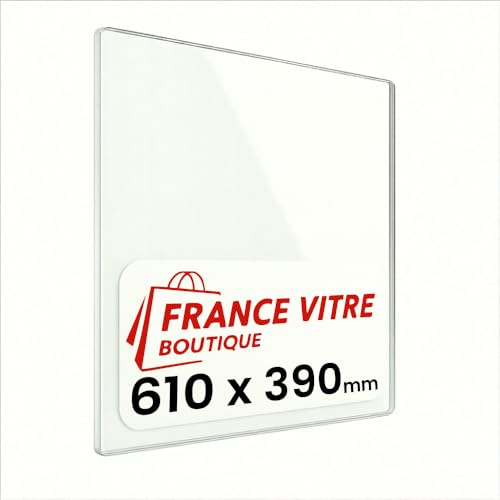 610 x 390 x 4 mm - Vitre d’Insert pour cheminée et poêle à Bois - Verre de Rechange Haute température France Vitre - jusqu'à 800°C - 390x610 mm