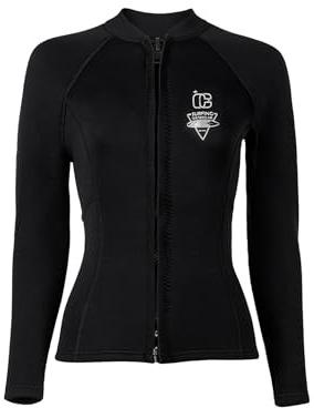 Freebily Womens 3mm Thermal Swim Shirts Sporty Wetsuit Jacket for Scuba Diving Sailing Wading Black XX-Large