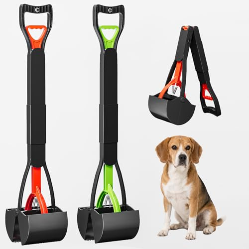 Sunbaba 2 Pack 32 Inch Foldable Dog Pooper Scooper,Dog Poop Pick Up Tool for Large&Small Dogs,Sturdy & Light Weight,Easy to Carry and Clean