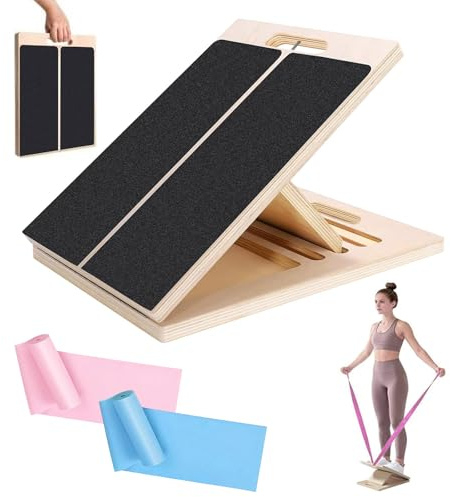 YHOTOGEA Wooden Slant Board, Adjustable Calf Stretcher Board, Incline Board for Rehabilitation, Portability 5 Angles Adjustable, Ideal for Exercise Stretching, Therapy, and Flexibility Training