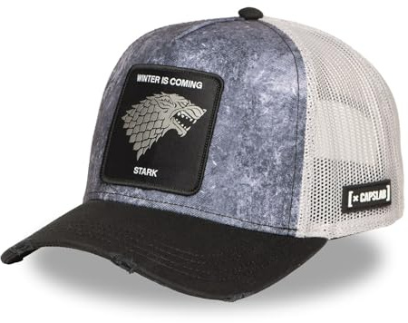 Capslab Winter is Coming Stark Game of Thrones Gris Negro Gorra de Camionero Ajustable