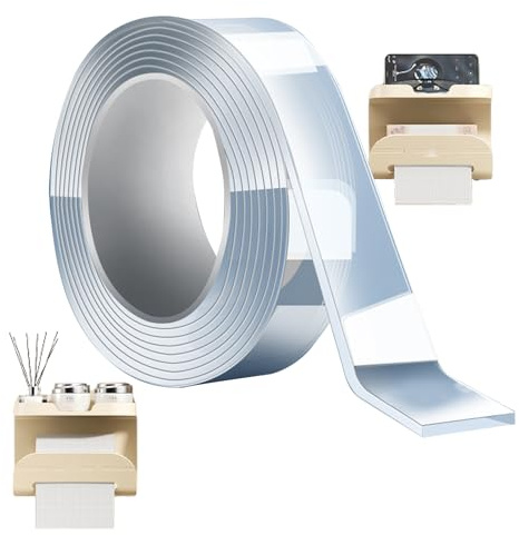 Générique Nastro Adesivo Due Lati – Versatile Portatile Elegante, Doppio Bastone, Montaggio Cuscinetto Peso, Impermeabile Forte Trasparente Per | Multipurpose Outdoor Indoor Utility