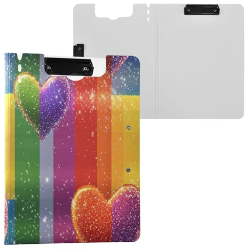 Cartella portablocco Pride Month Rainbow Heart A4 clipfolio doppia clip in metallo portapenne infermieristica con copertina