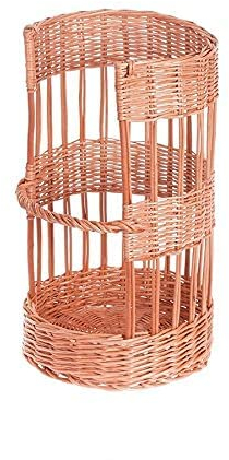 e-wicker24 Chariot en osier,huche à pain en osier, présentoir pour baguettes ou pain long,corbeille baguette en osier rond (Ø:35 H60)
