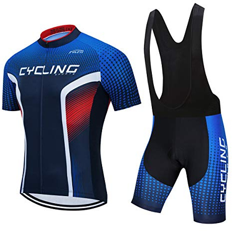 PSPORT Herren Radtrikot Set, Sommer Jungen Trägerhose Anzüge Mountainbike Radfahren Kleidung Set Radfahren Reiten Trikots Atmungsaktiv